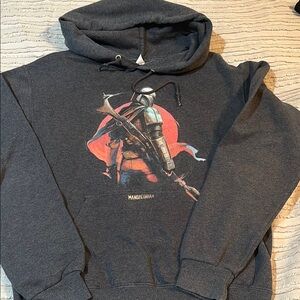 Star Wars Mandolorian Men's Gray Graphic Hoodie, sz S